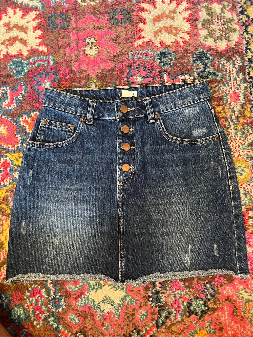 ROXY Denim Button-Front Mini Skirt